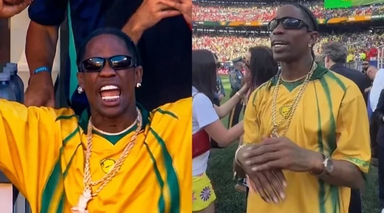 Travis Scott comemora gol de Vini Jr. em estreia do Brasil na Copa de 2026