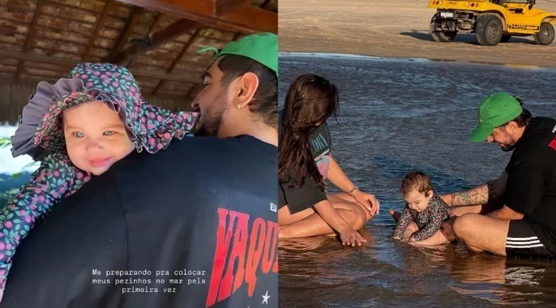 Rafa Kalimann encanta a web ao mostrar primeira ida da filha Zuza ao mar