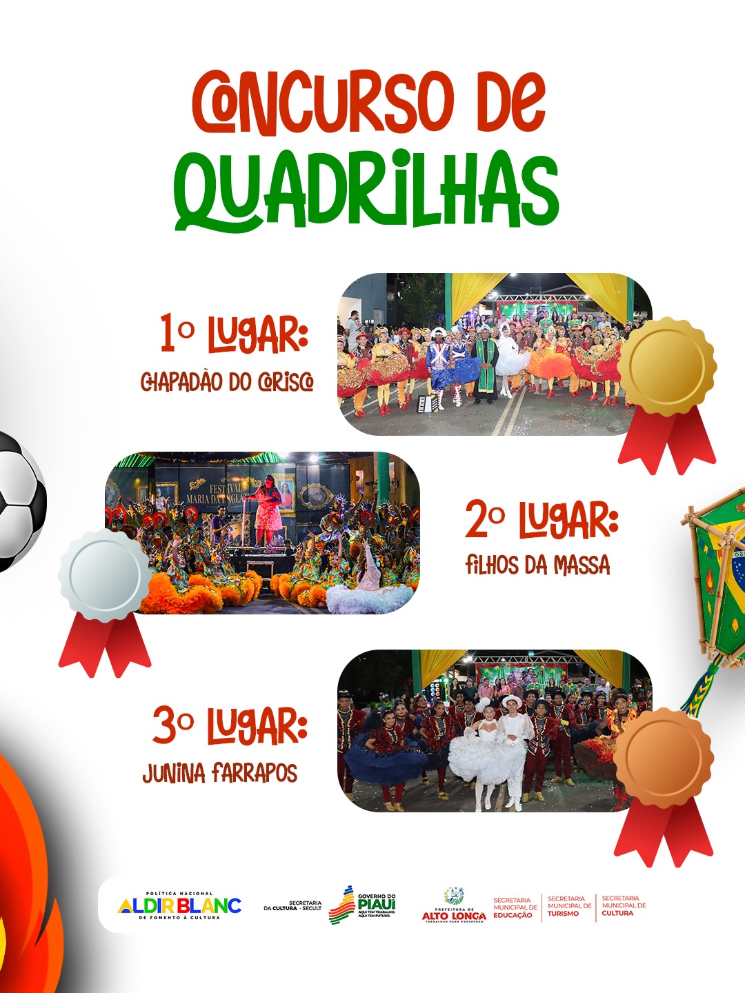 Vencedores dos concursos juninos do Festival de Folguedos 2026 - Foto: Prefeitura de Alto Longá