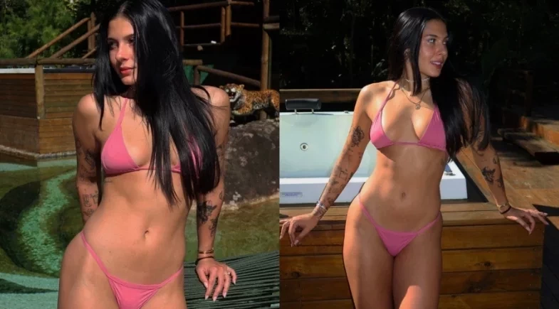 Ana Castela exibe corpão perfeito só de biquíni em dia de sol