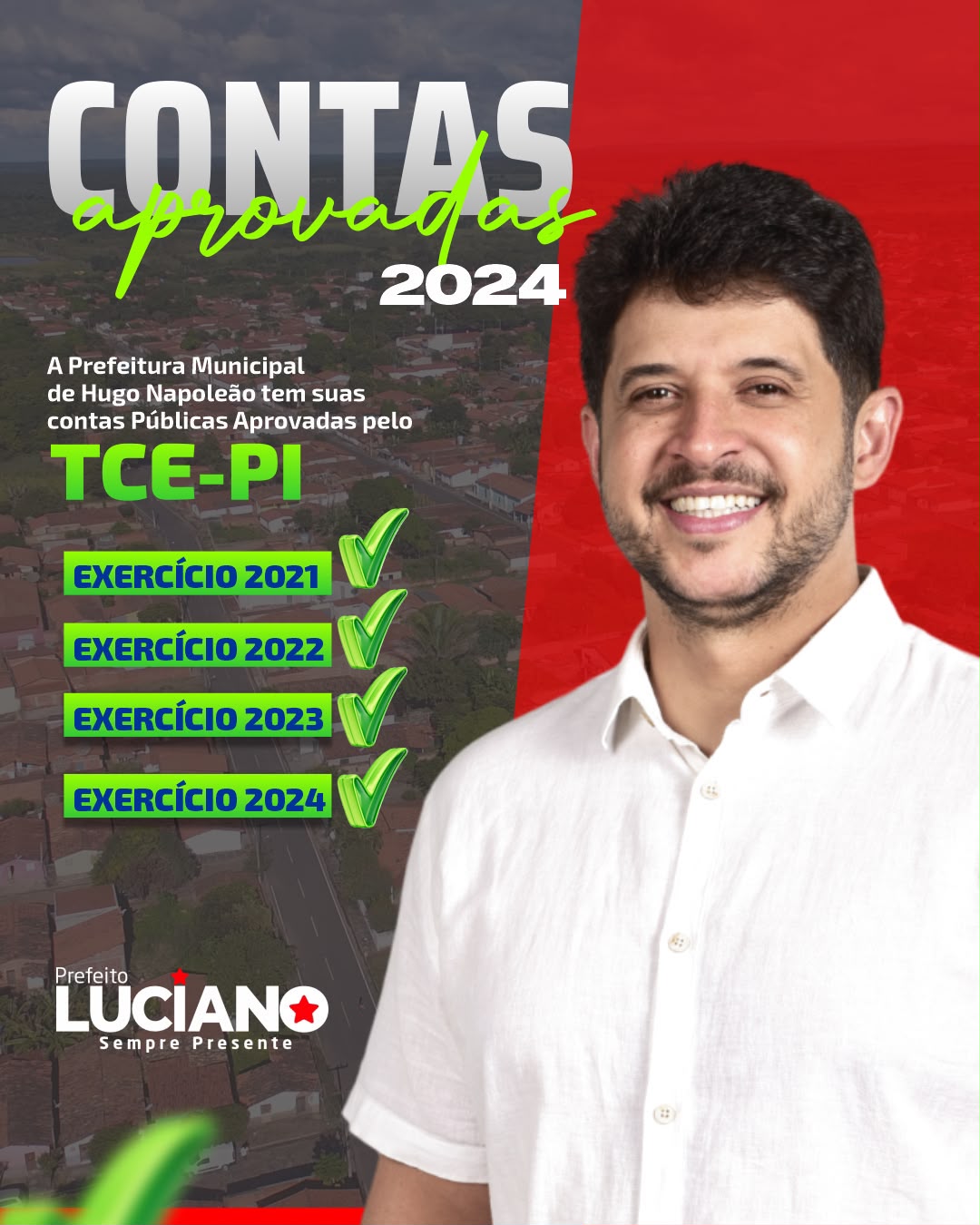 Prefeito Luciano tem contas de 2021 a 2024 aprovadas pelo TCE - Divulgação/ASCOM