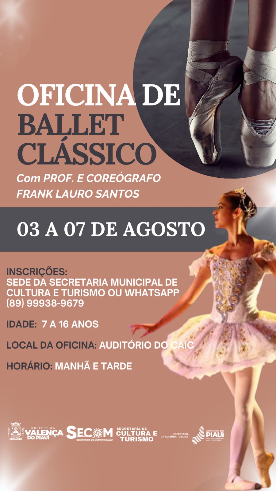 Valença do Piauí abre inscrições para oficina gratuita de Ballet Clássico | Foto/Reprodução