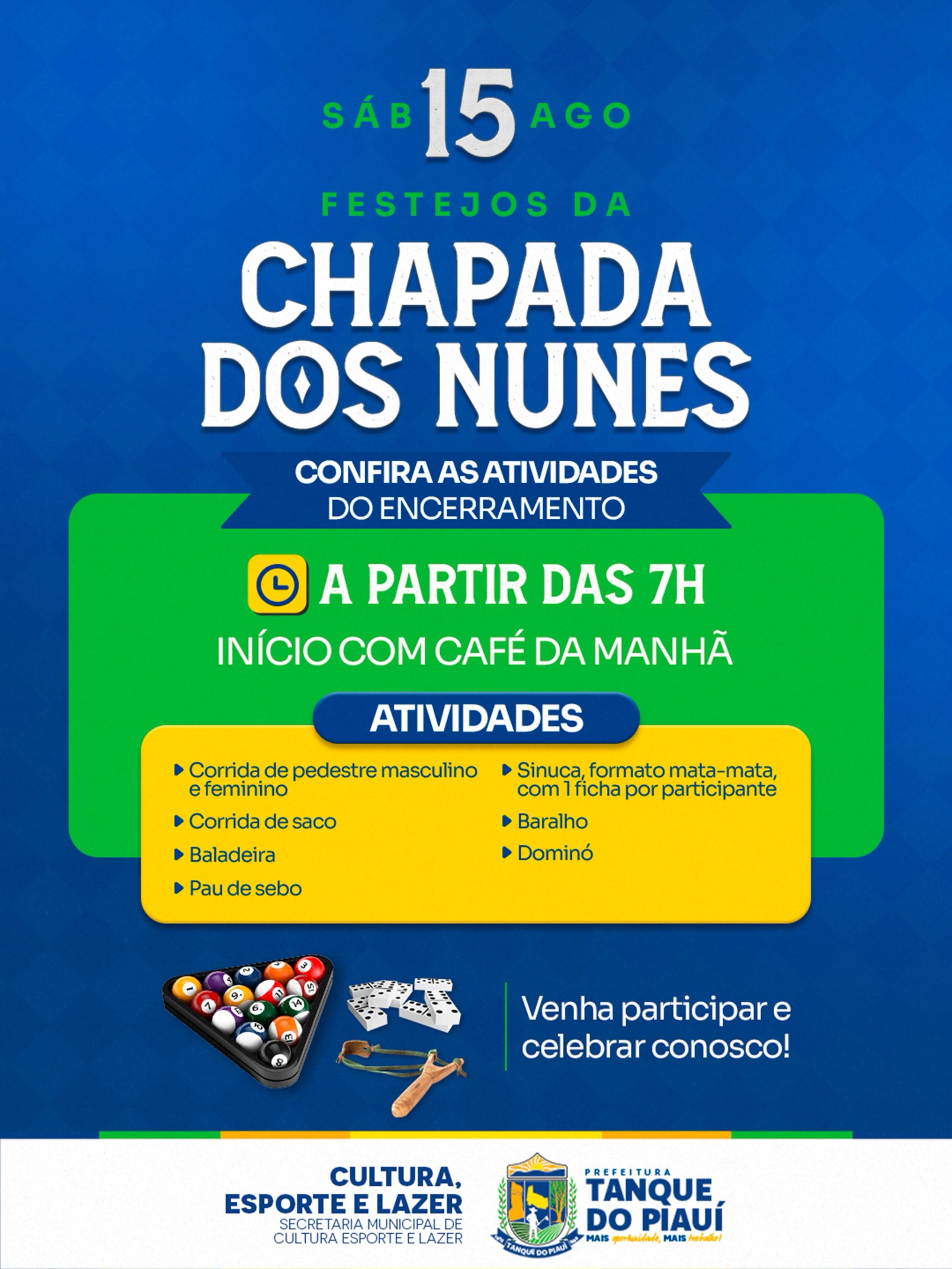 Programação dos Festejos da Chapada dos Nunes - Divulgação/ASCOM
