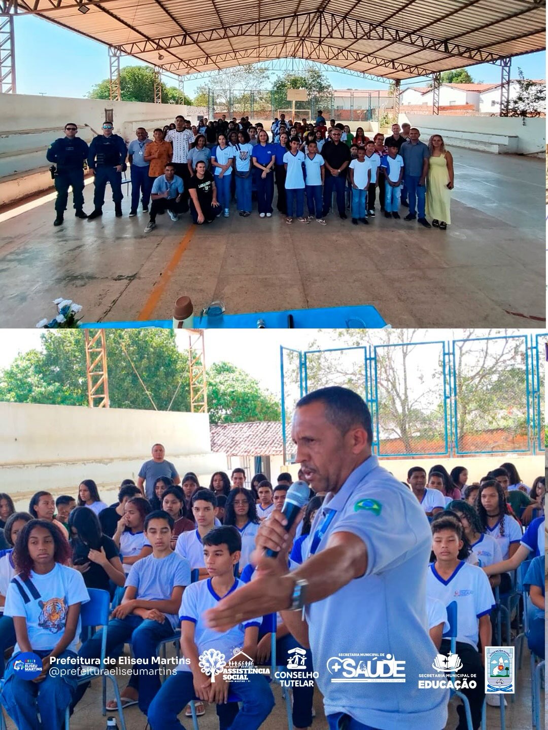 Eliseu Martins alerta estudantes sobre riscos de drogas e álcool - Foto: Prefeitura de Eliseu MartinsEliseu Martins alerta estudantes sobre riscos de drogas e álcool - Foto: Prefeitura de Eliseu Martins