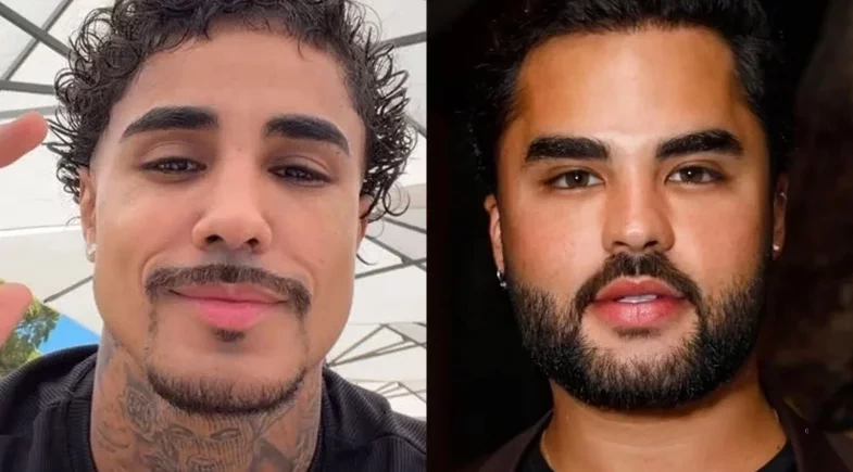 MC Livinho e Lucas Guedez fazem as pazes no palco do Domingão