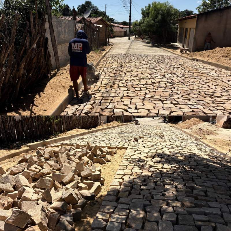 Obras de pavimentação no bairro Batista de Amorim - Divulgação/ASCOM