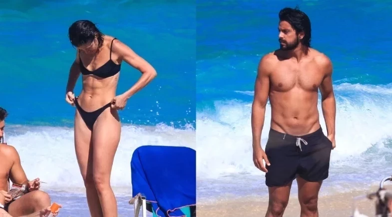 Agatha Moreira e Rodrigo Simas são flagrados curtindo folga em praia no Rio