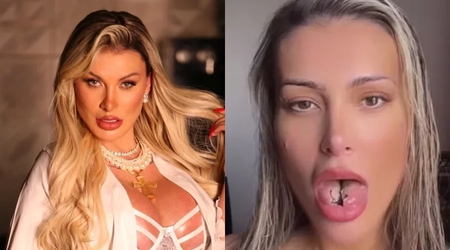 Andressa Urach diz que se arrepende de bifurcação na língua: “Prejudicou muito”