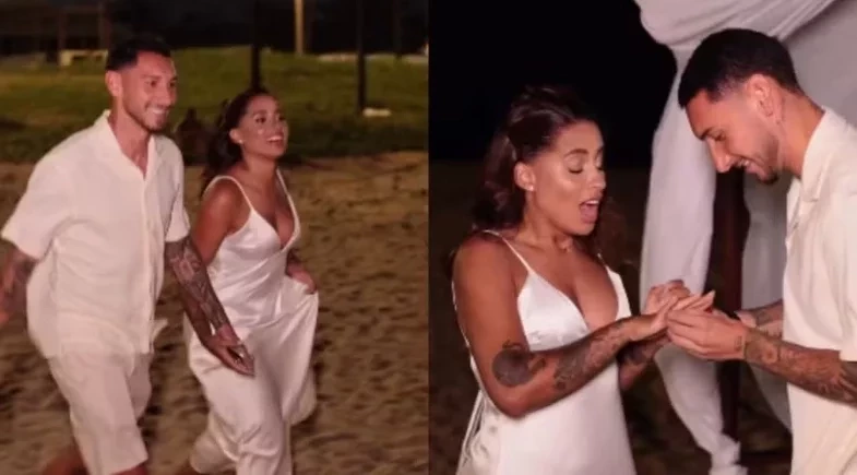 Loma é surpreendida com pedido de casamento na praia: “Escolheria mil vezes”